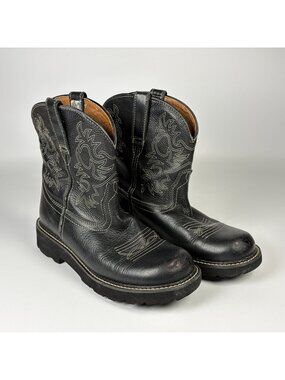 Ariat Fatboy Western Boots Womens Size 10B Black Leather Pull On Cowgirl